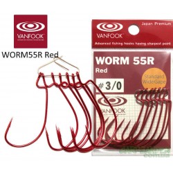 Ofsetiniai kabliukai Vanfook Worm 55B raudoni
